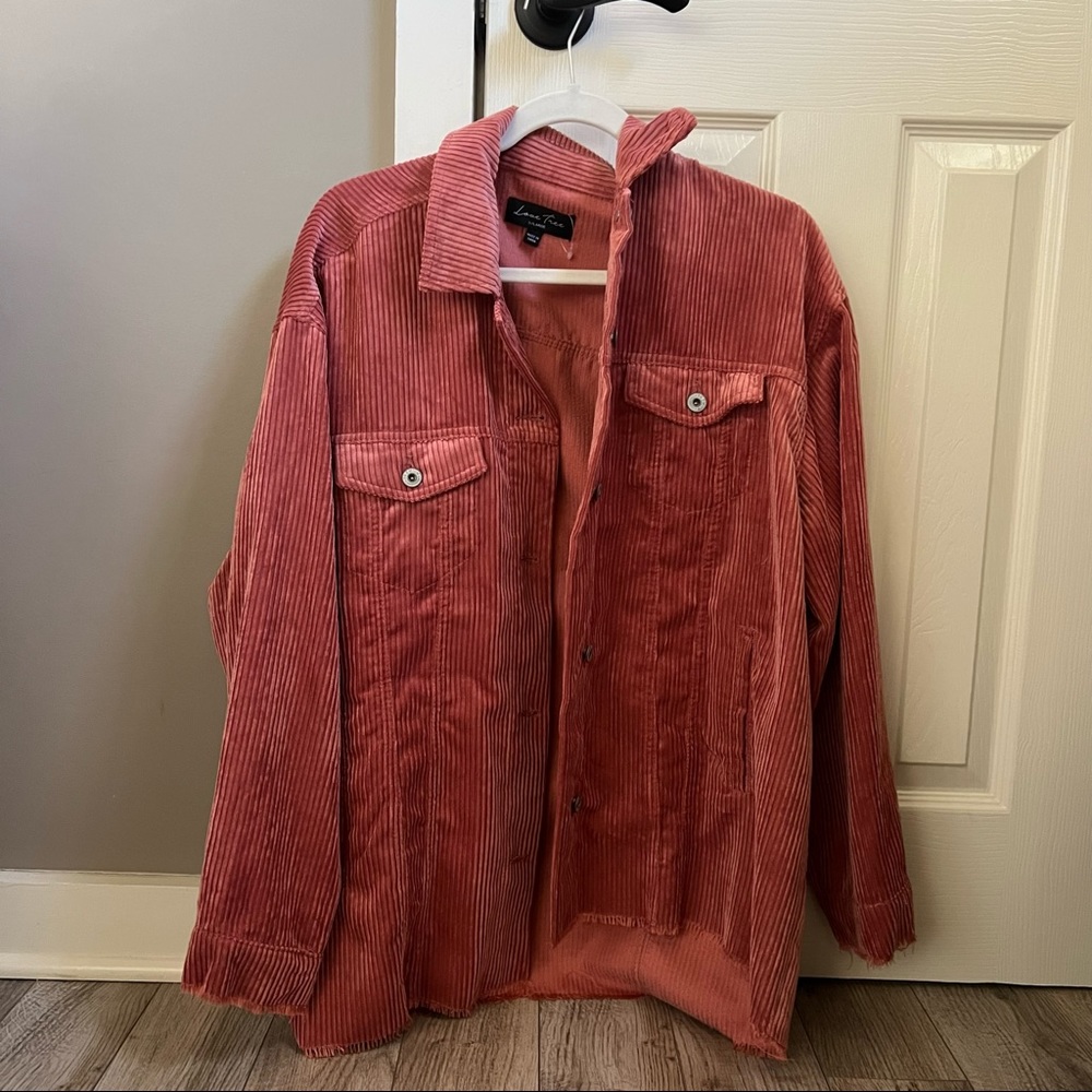 Pink ribbed shacket